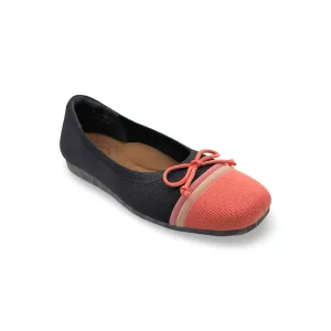 Noelle Black/Coral Knit Fabric Flat