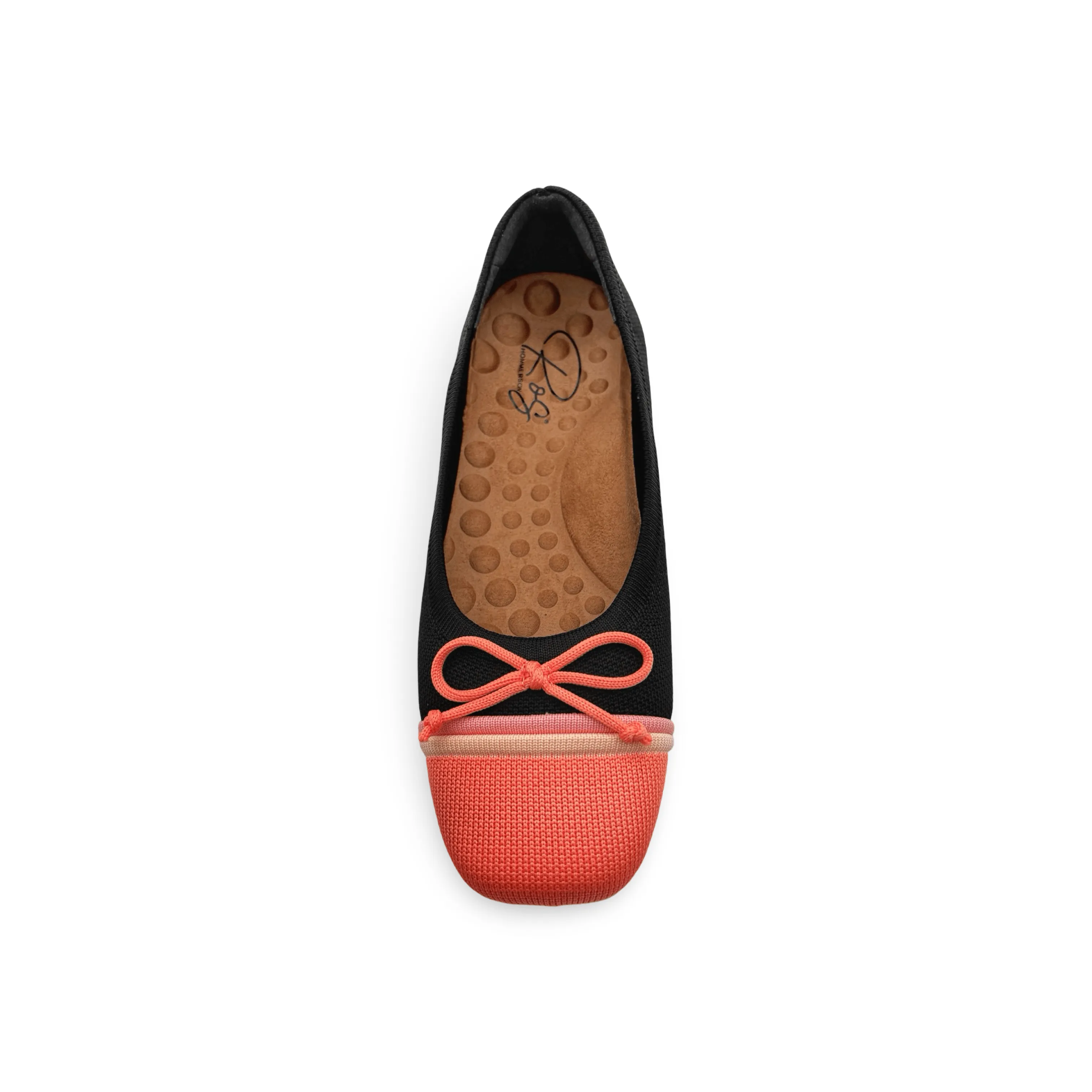 Noelle Black/Coral Knit Fabric Flat
