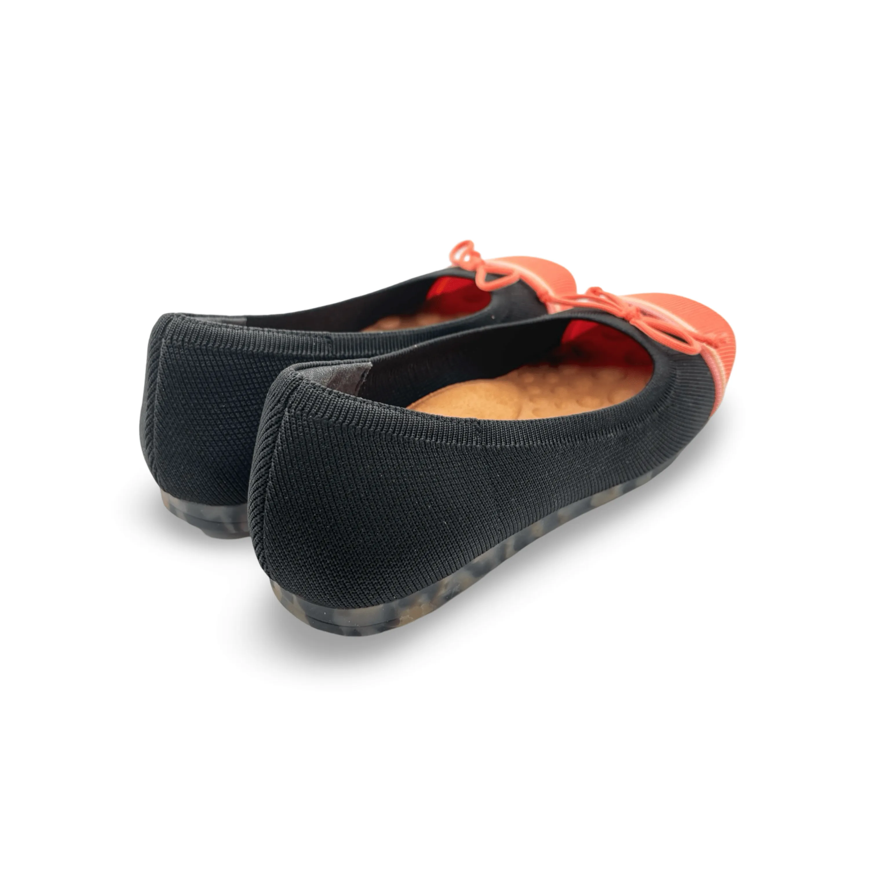 Noelle Black/Coral Knit Fabric Flat