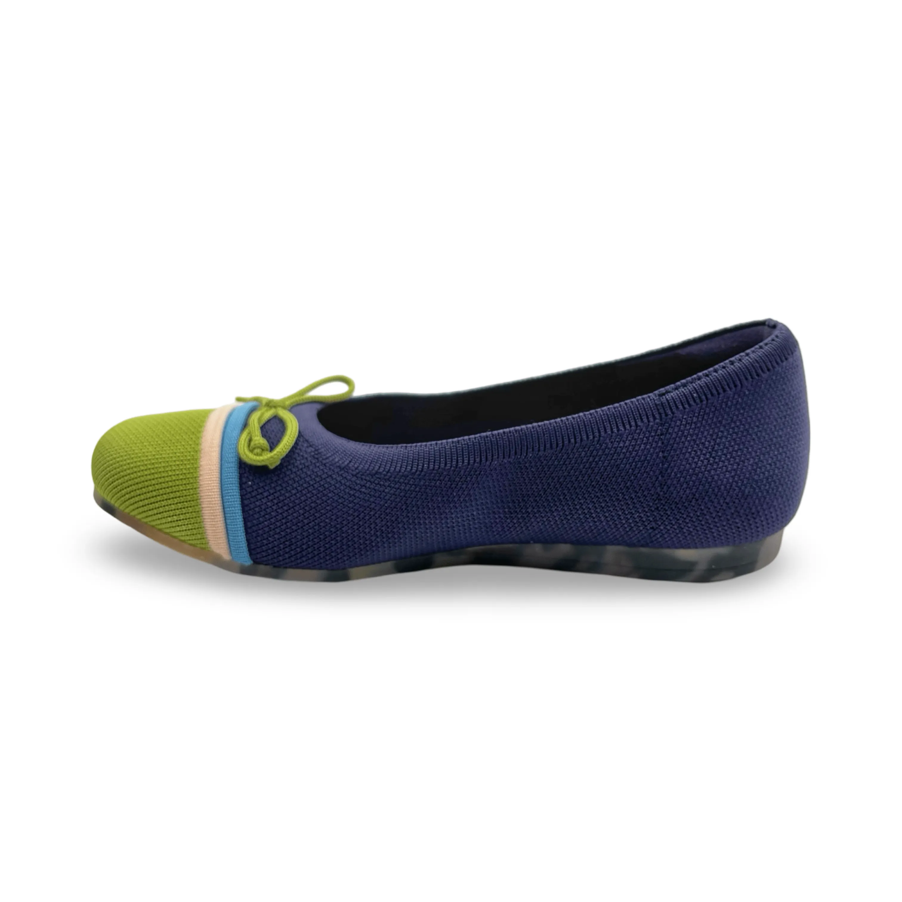 Noelle Navy/Green Knit Fabric Flat