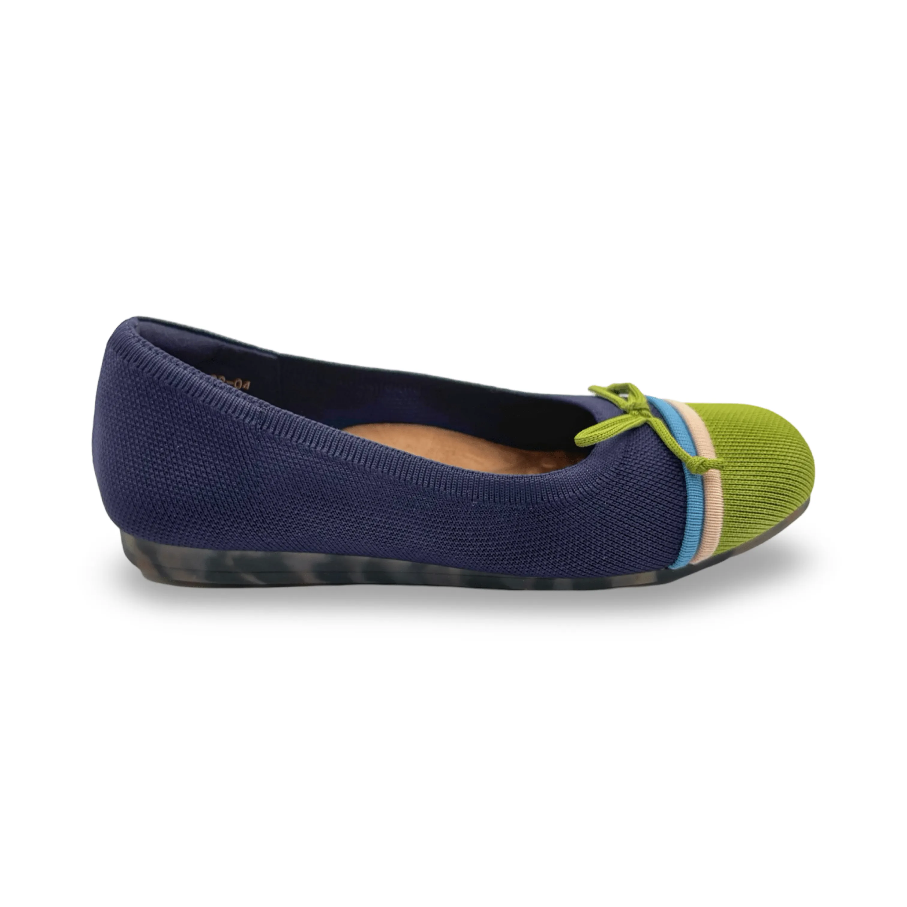 Noelle Navy/Green Knit Fabric Flat