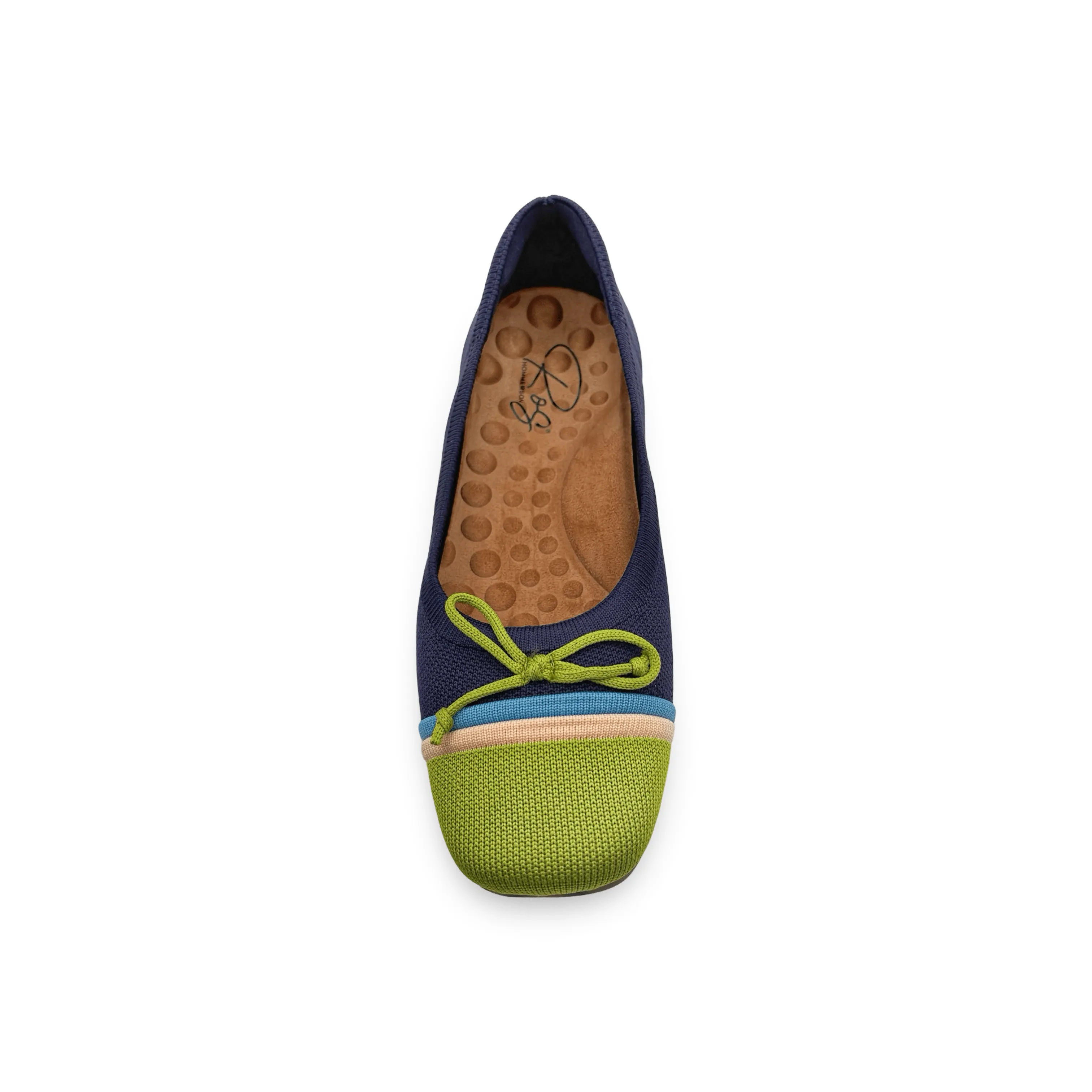 Noelle Navy/Green Knit Fabric Flat