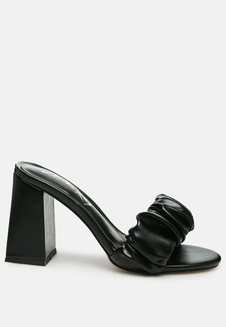 noie mid block heel pleated strap sandals