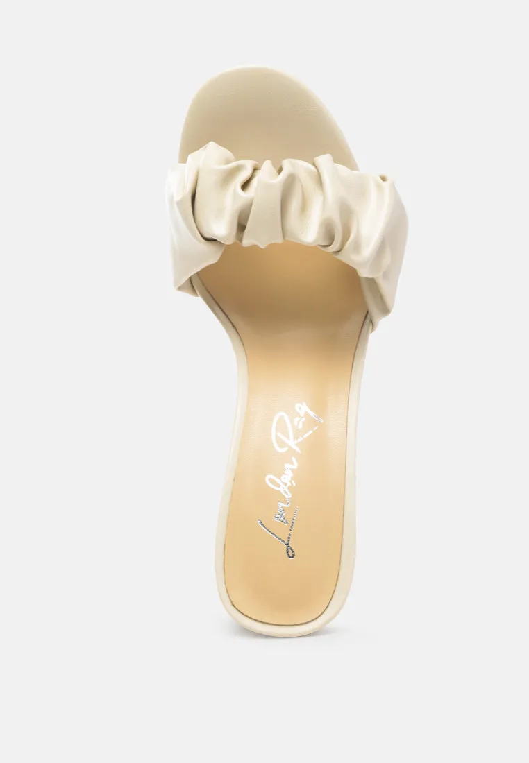 noie mid block heel pleated strap sandals