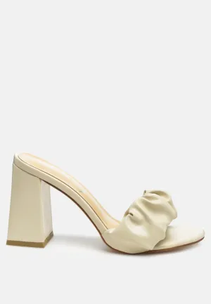 noie mid block heel pleated strap sandals