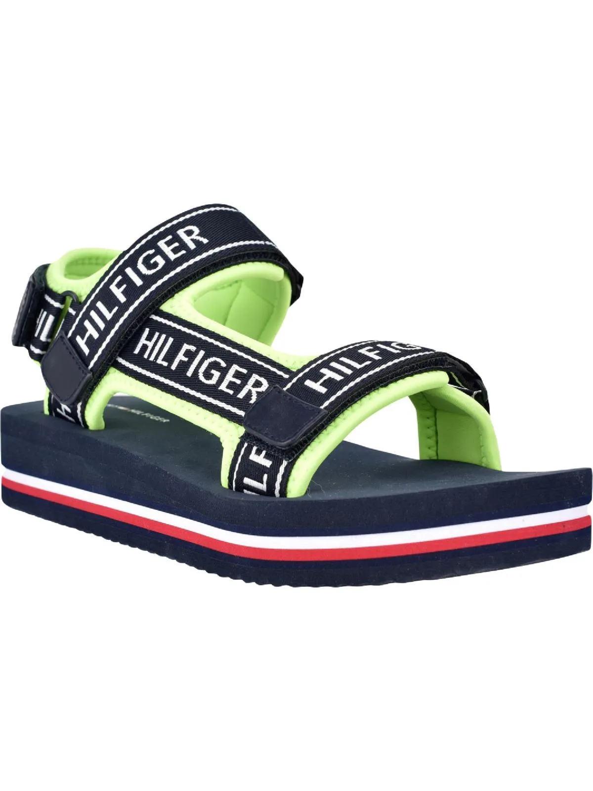 Nurii Womens Logo Ankle Strap Flatform Sandals
