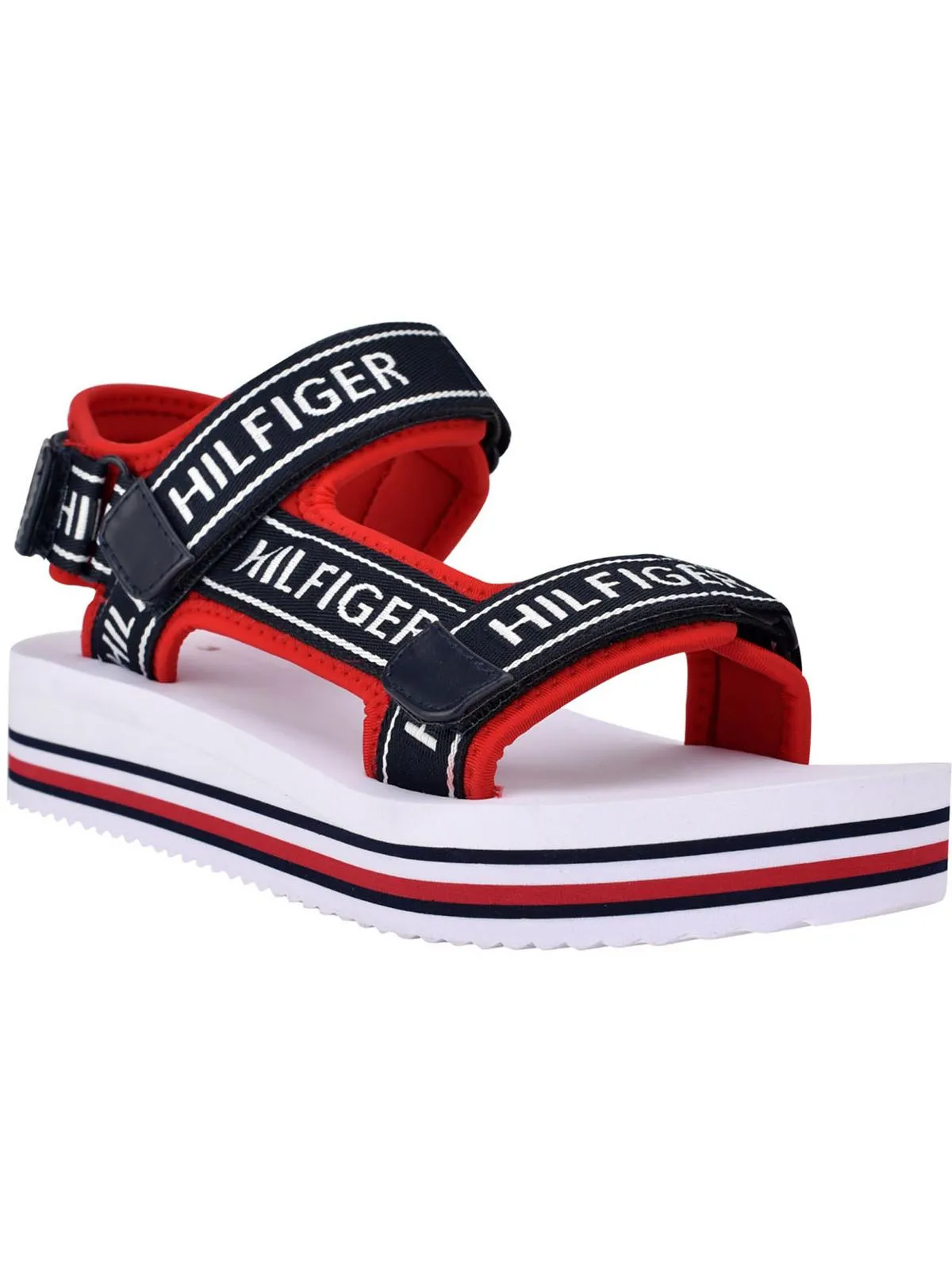 Nurii Womens Logo Ankle Strap Flatform Sandals