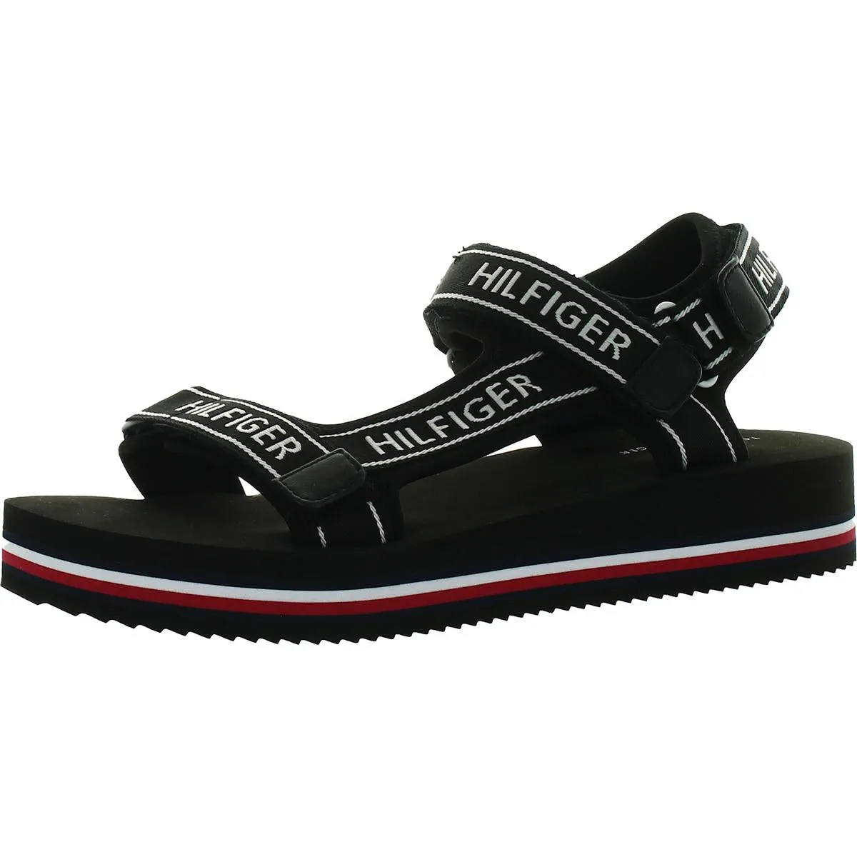 Nurii Womens Logo Ankle Strap Flatform Sandals