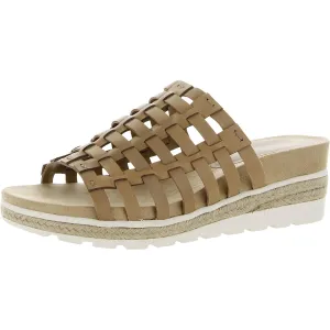 Oaklynn Womens Leather Slip On Wedge Sandals