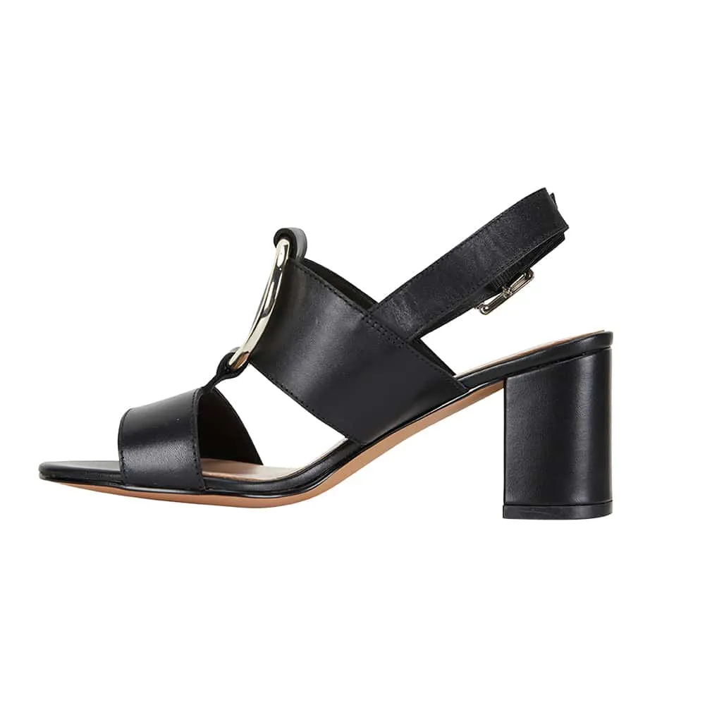 Obsess Heel in Black Leather