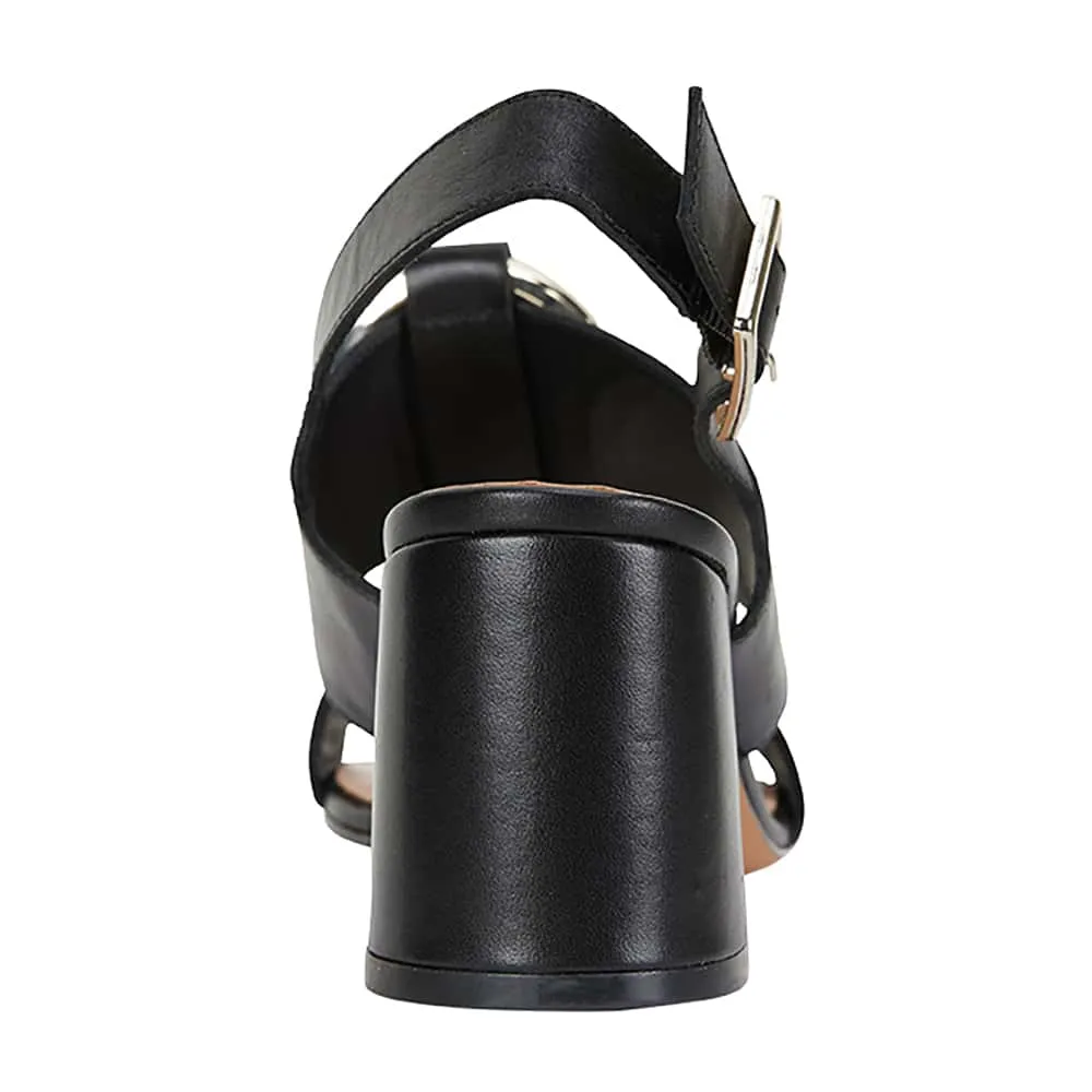 Obsess Heel in Black Leather