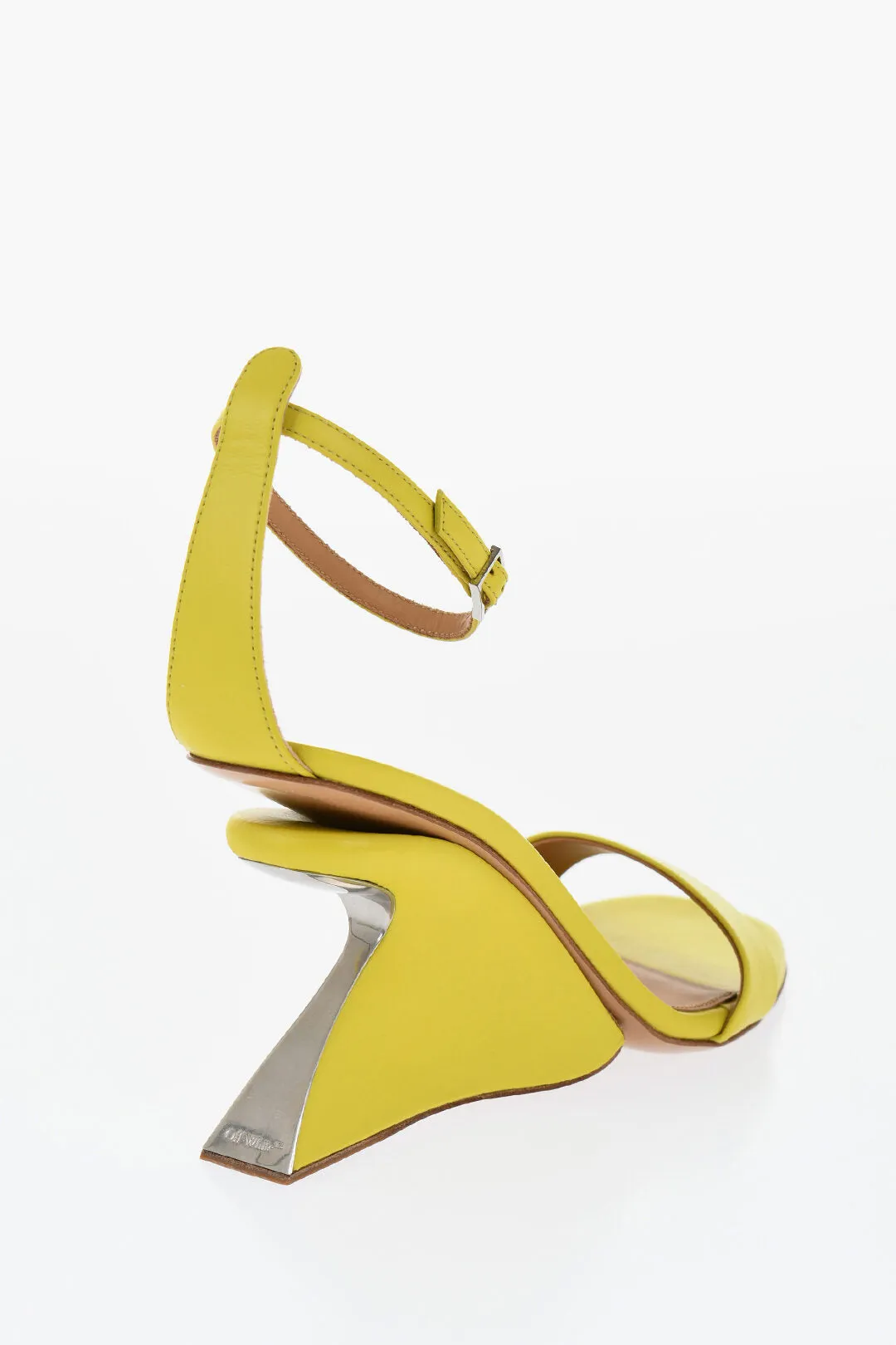 Off-White Leather Jug Sandals Wedge 9 Cm