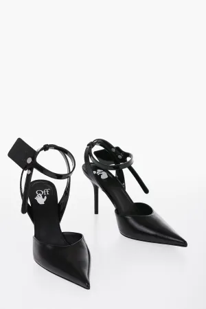 Off-White Leather Slingbacks With Patent Detail
