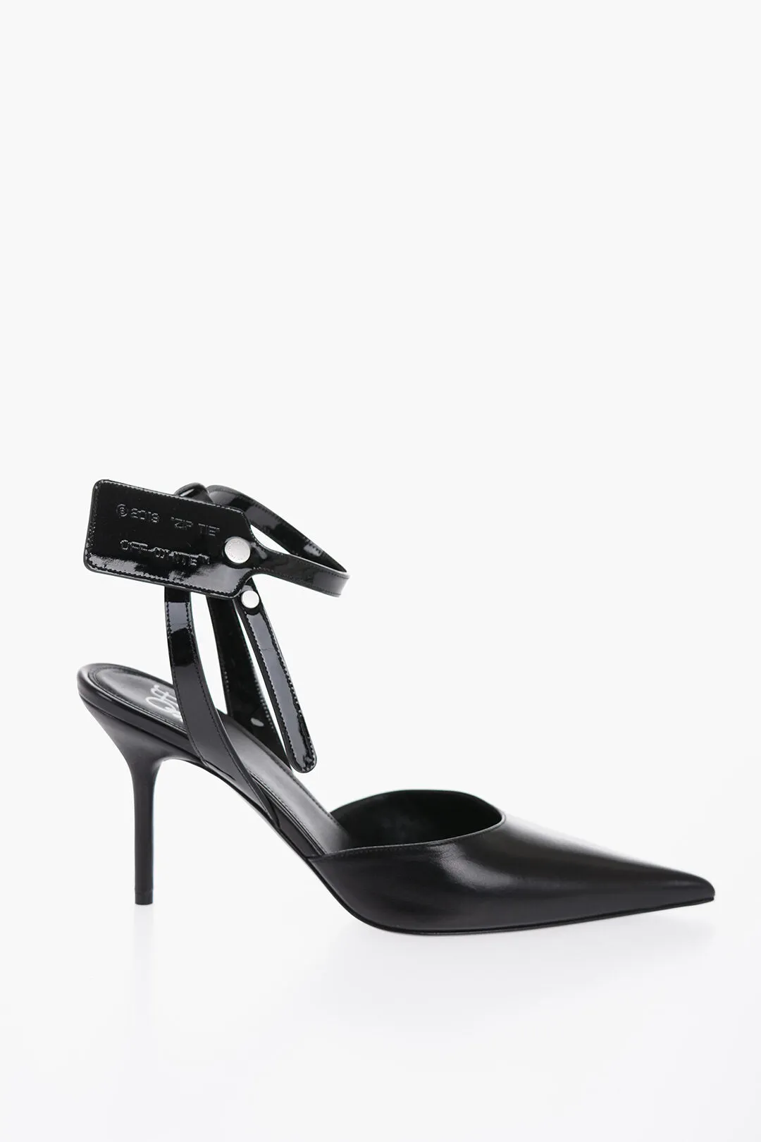 Off-White Leather Slingbacks With Patent Detail