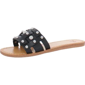 Pacca Womens Leather Studded Slide Sandals