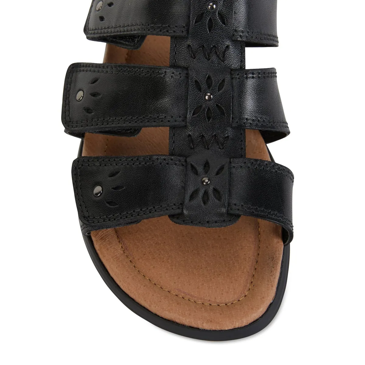 Pamela Sandal in Black Leather