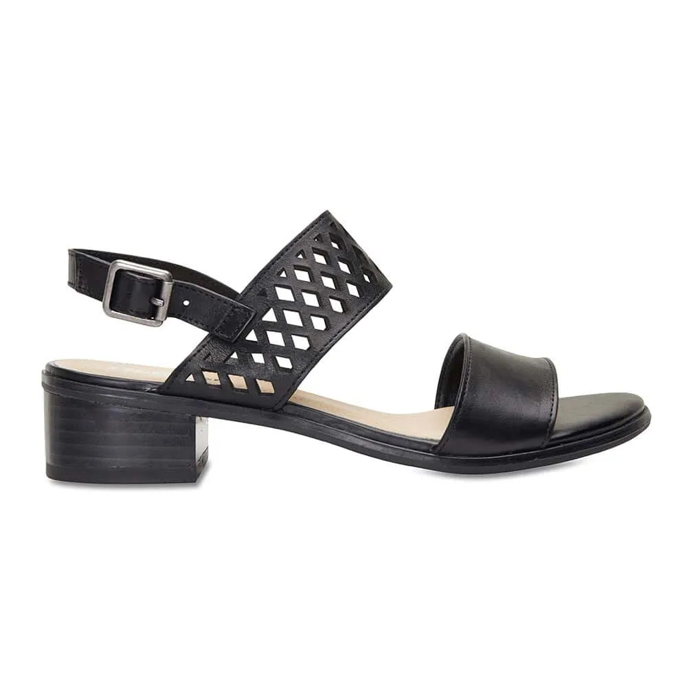 Panama Heel in Black Leather