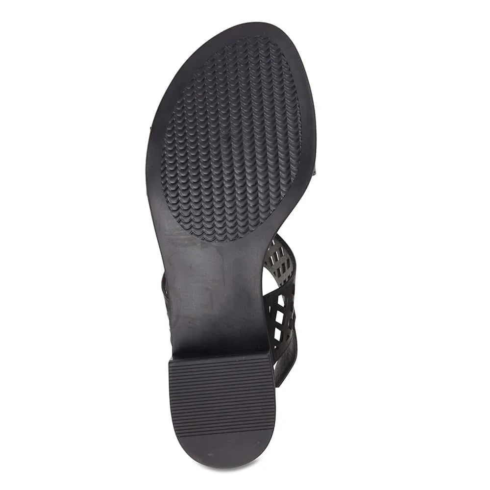 Panama Heel in Black Leather