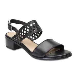 Panama Heel in Black Leather