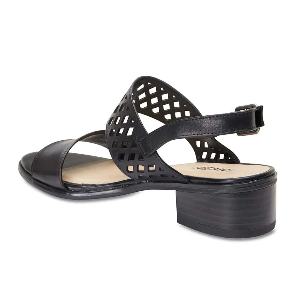 Panama Heel in Black Leather