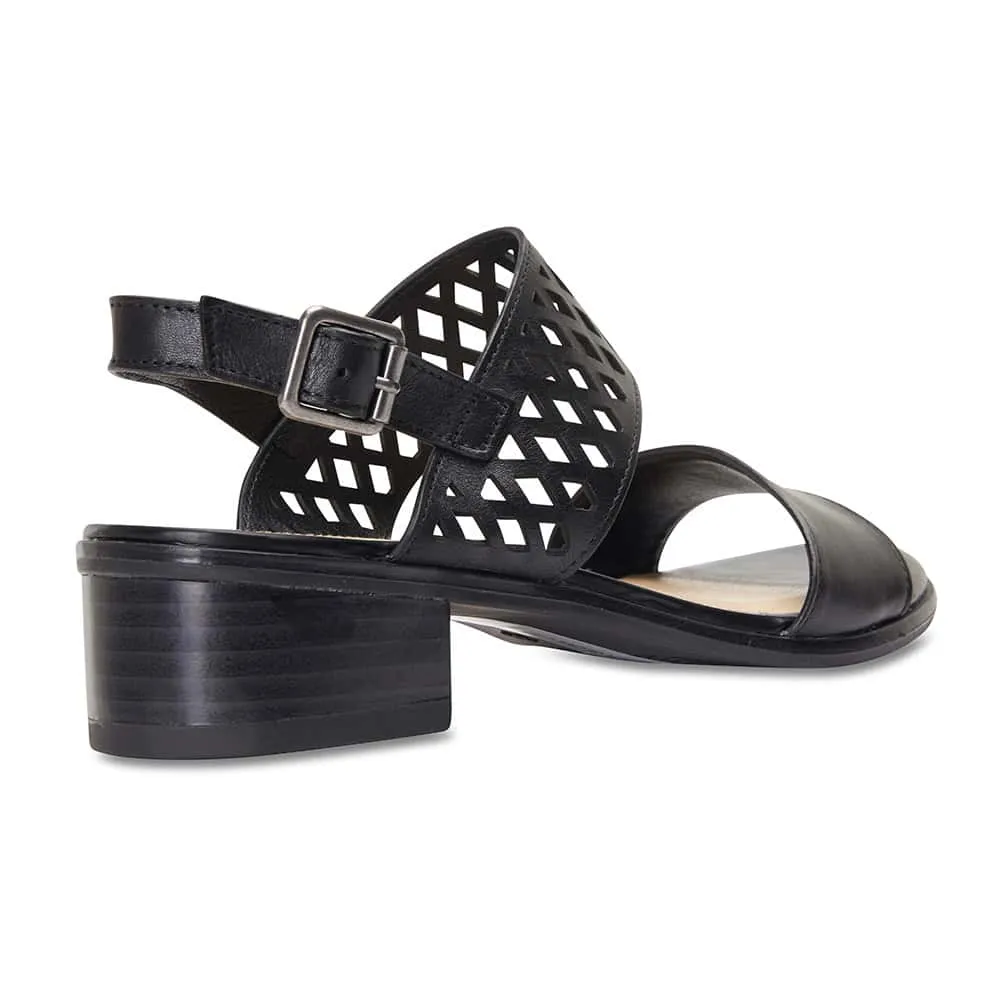 Panama Heel in Black Leather