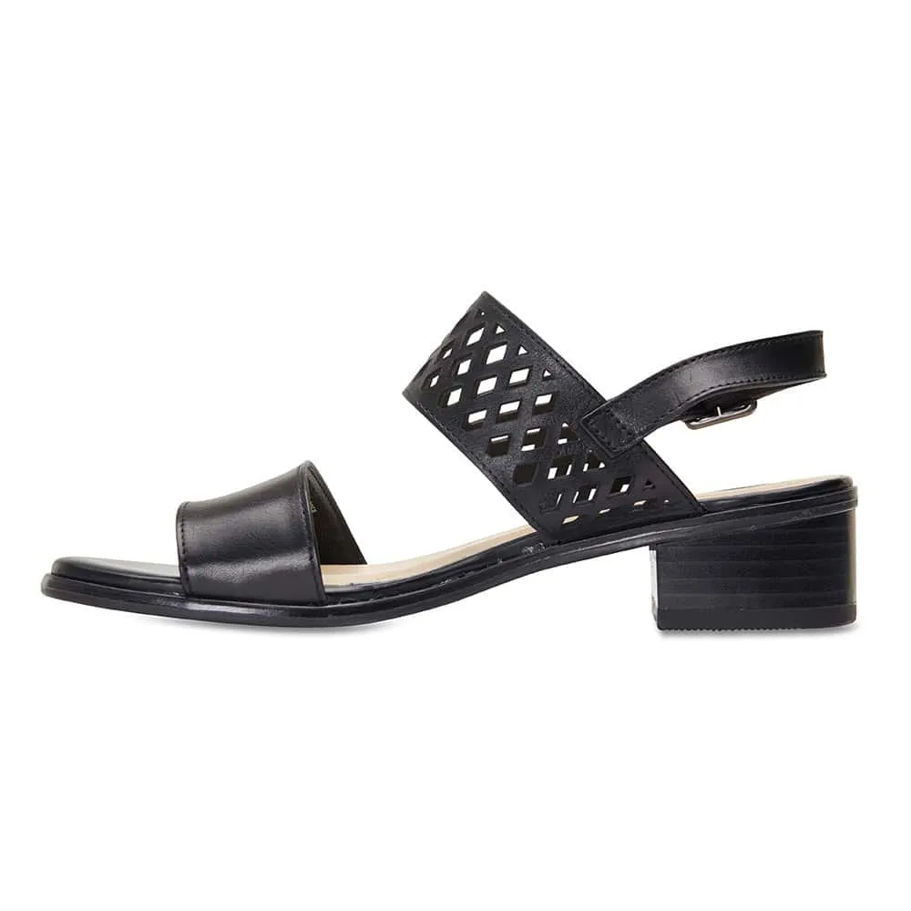 Panama Heel in Black Leather