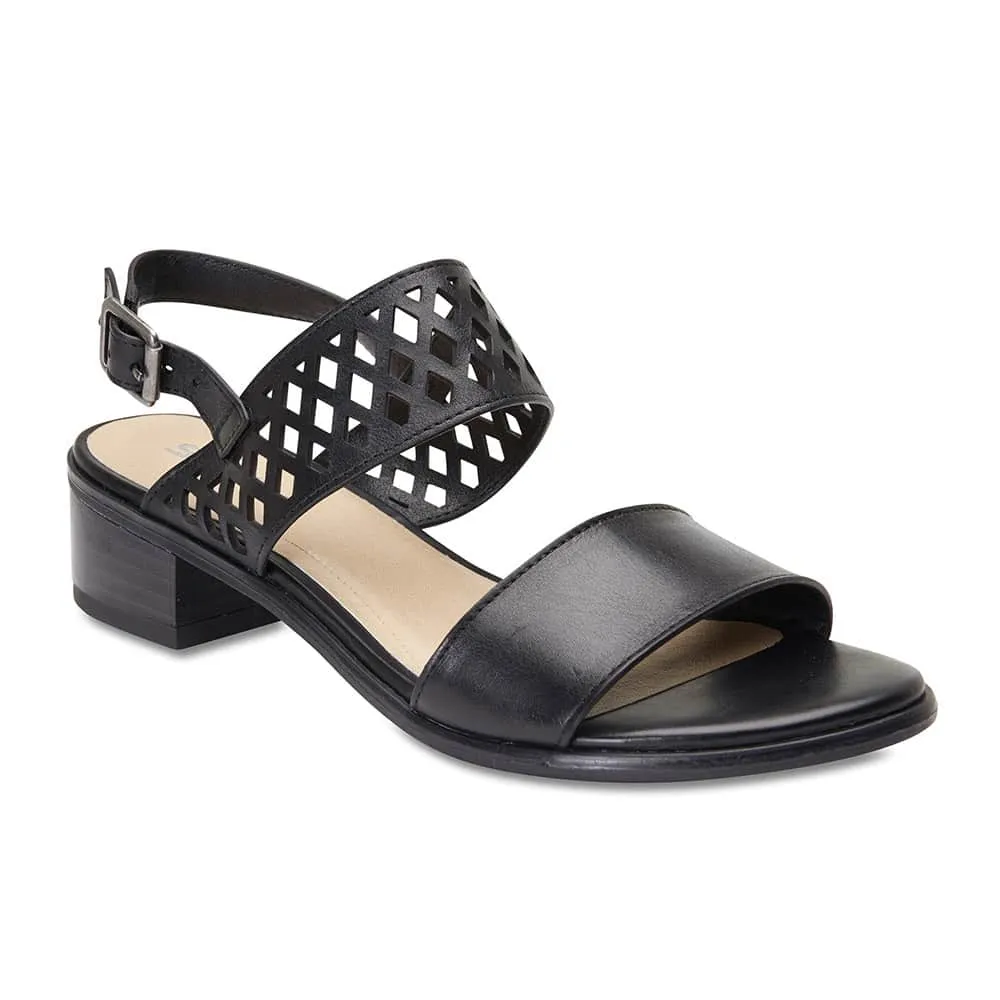 Panama Heel in Black Leather