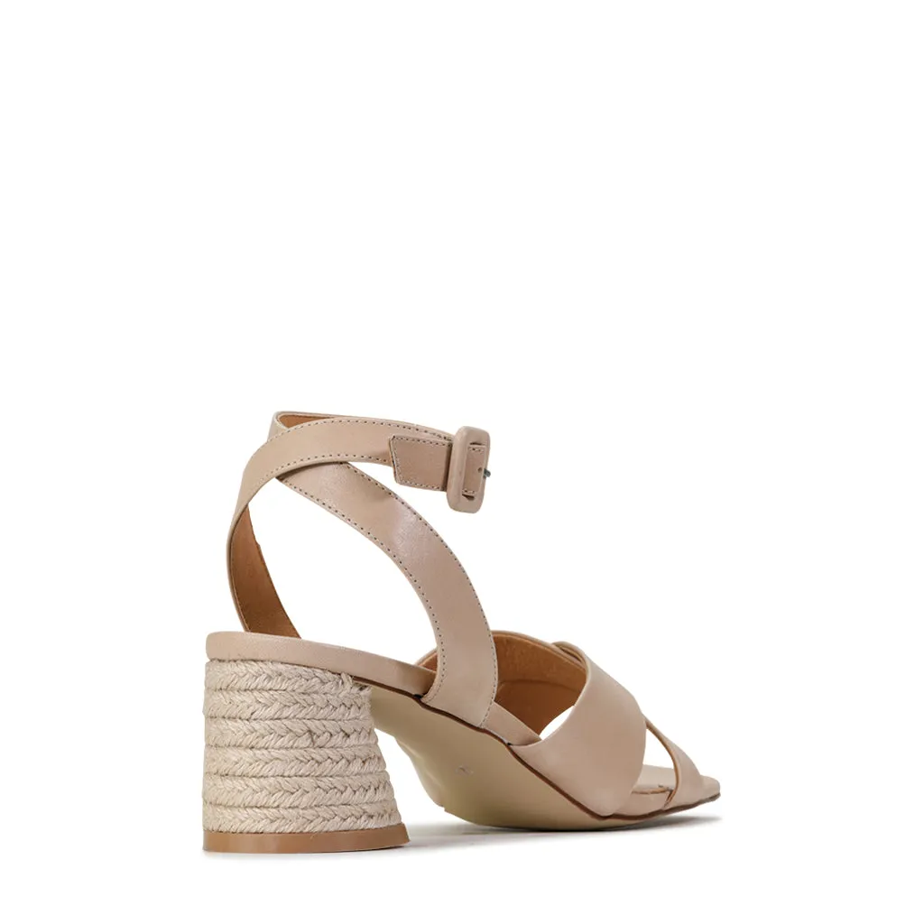 PETRICE LEATHER ANKLE STRAP HEELED SANDAL