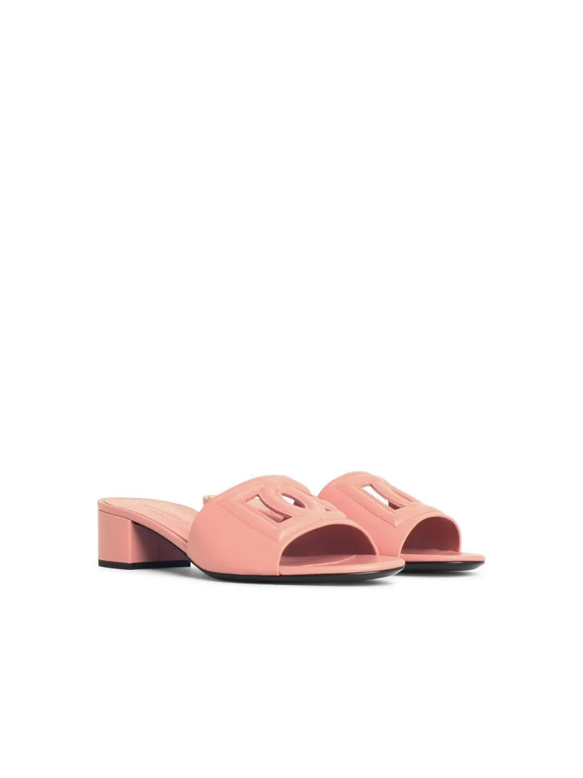 Pink Calfskin Leather Slippers