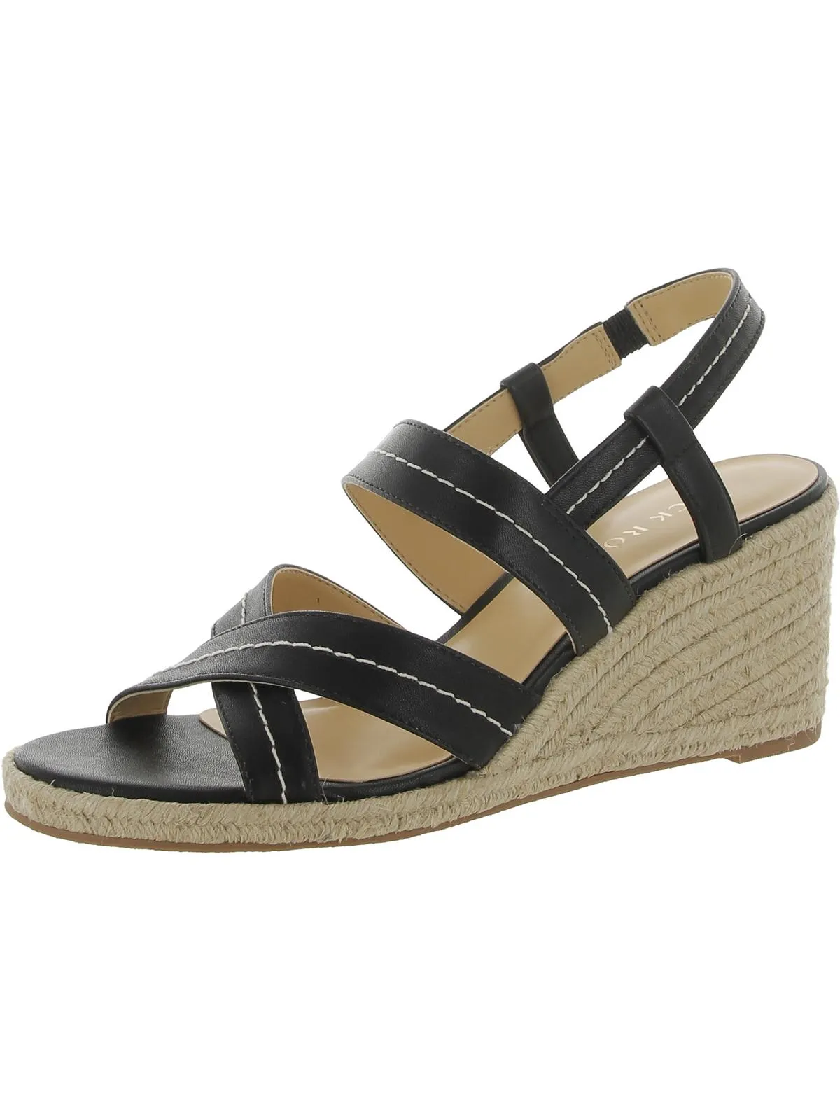 Polly Mid Womens Faux Leather Slingback Wedge Sandals