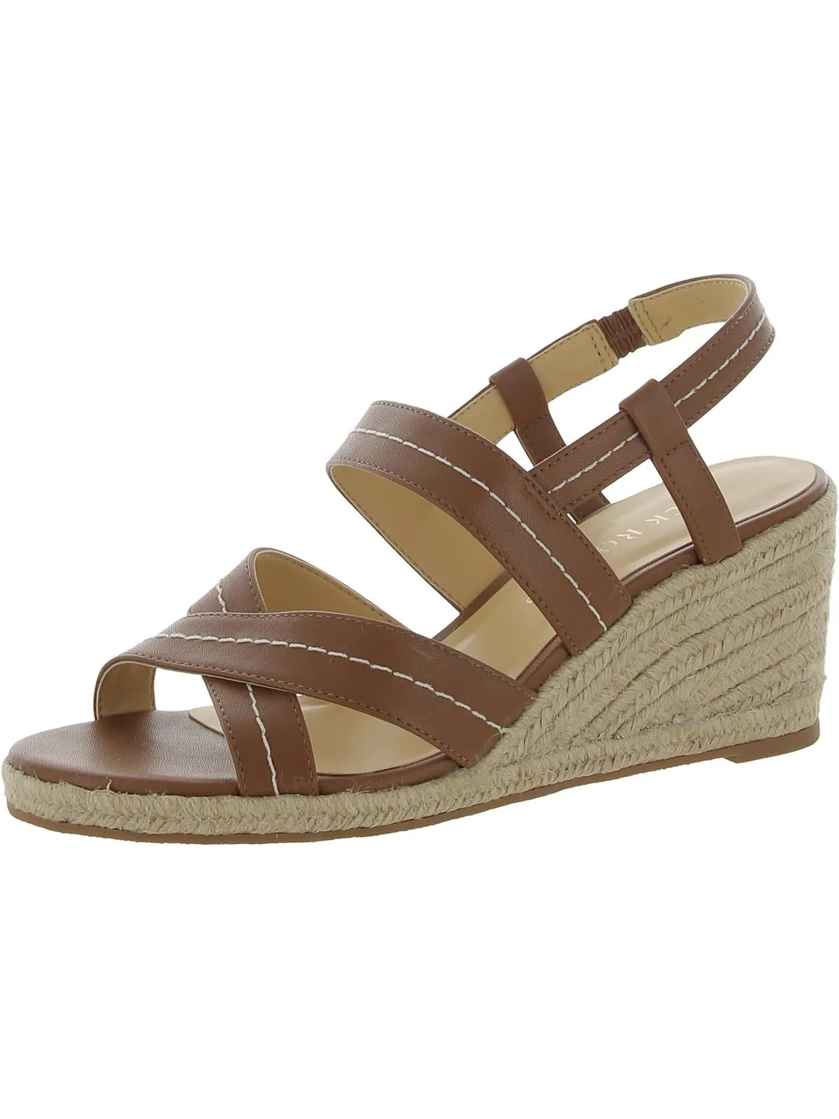 Polly Mid Womens Faux Leather Slingback Wedge Sandals