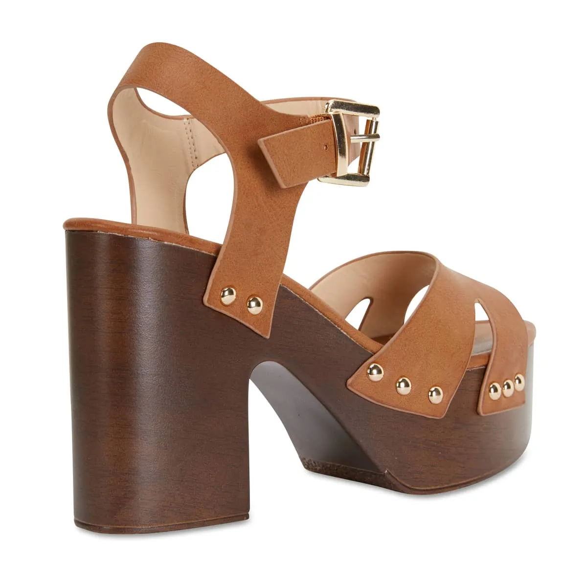 Post Heel in Tan Smooth