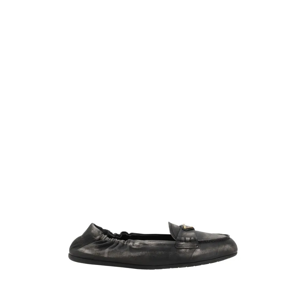 Prada Vintage-effect leather Women's Loafers