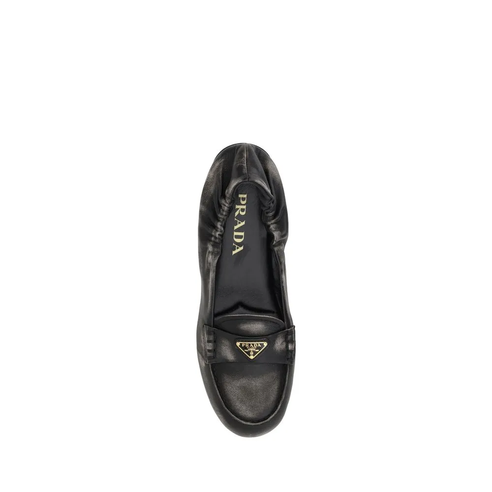 Prada Vintage-effect leather Women's Loafers