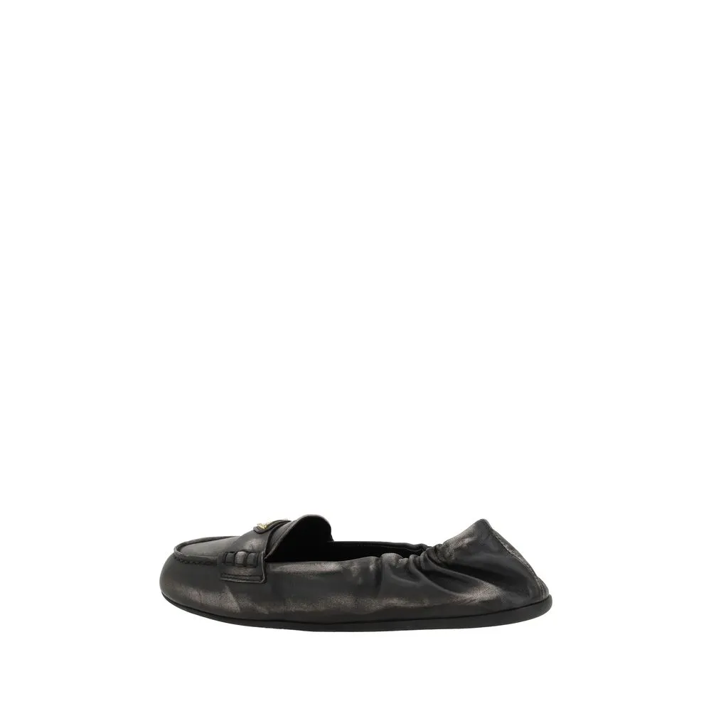 Prada Vintage-effect leather Women's Loafers