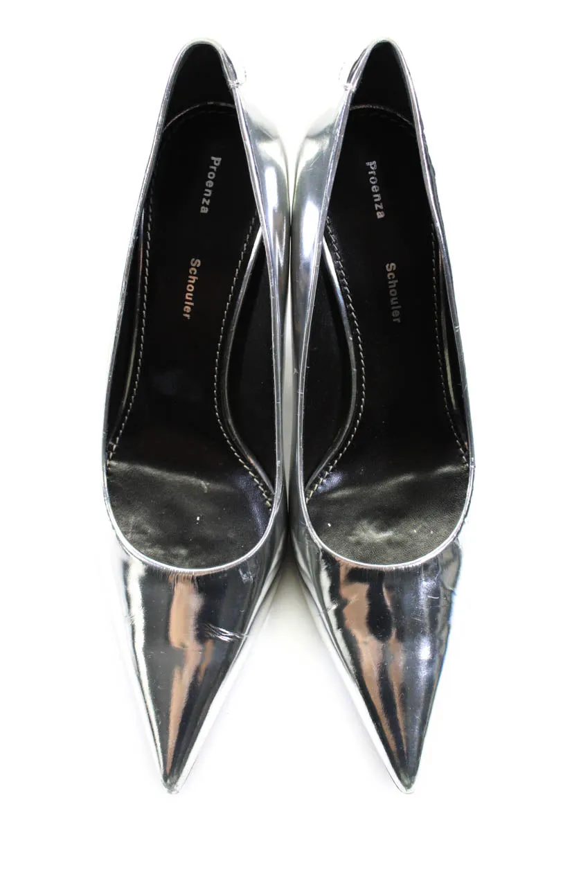 Proenza Schouler Silver Mirror Pointed Toe Pumps