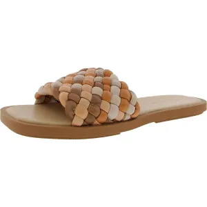 Puffy Womens Woven Leather Slide Sandals