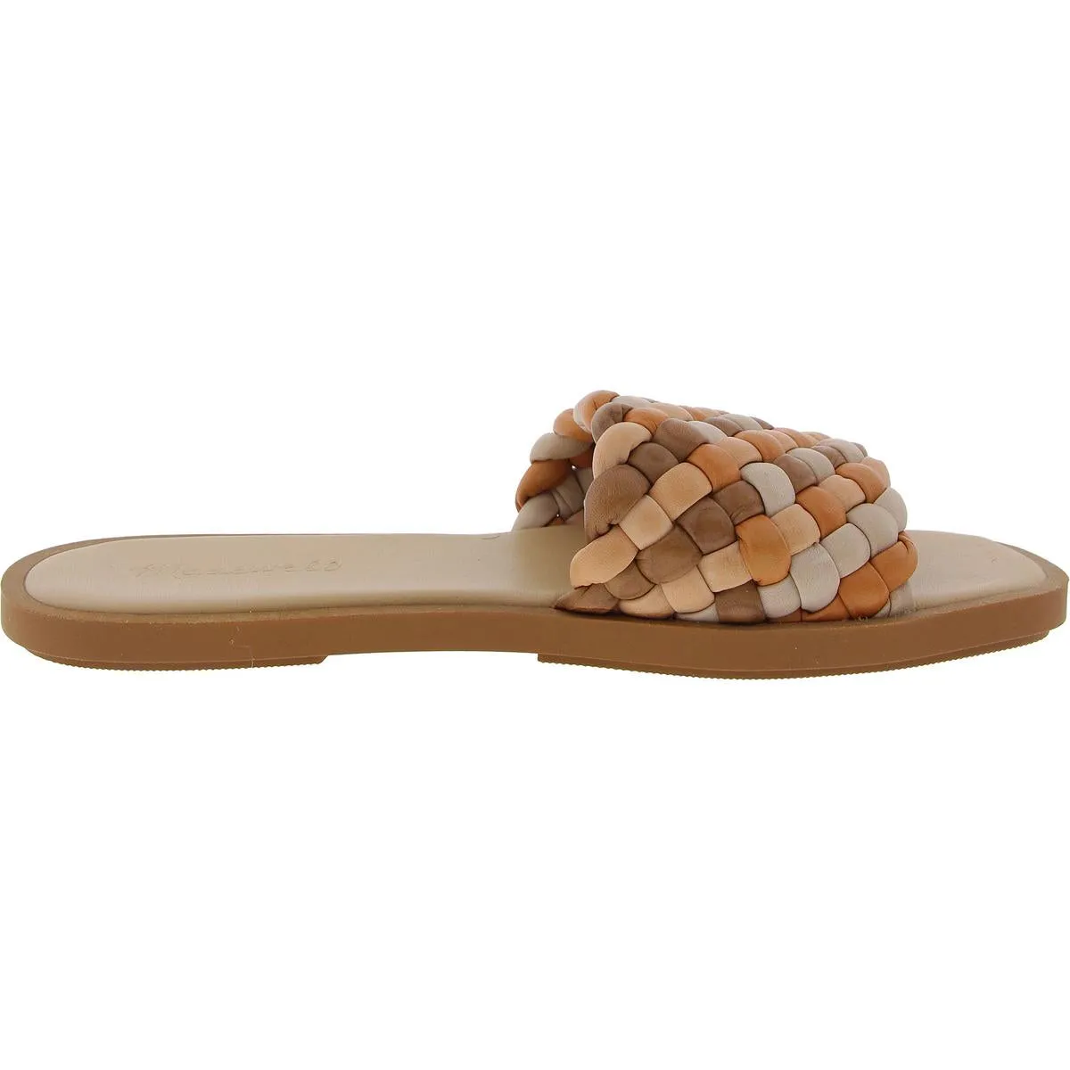 Puffy Womens Woven Leather Slide Sandals