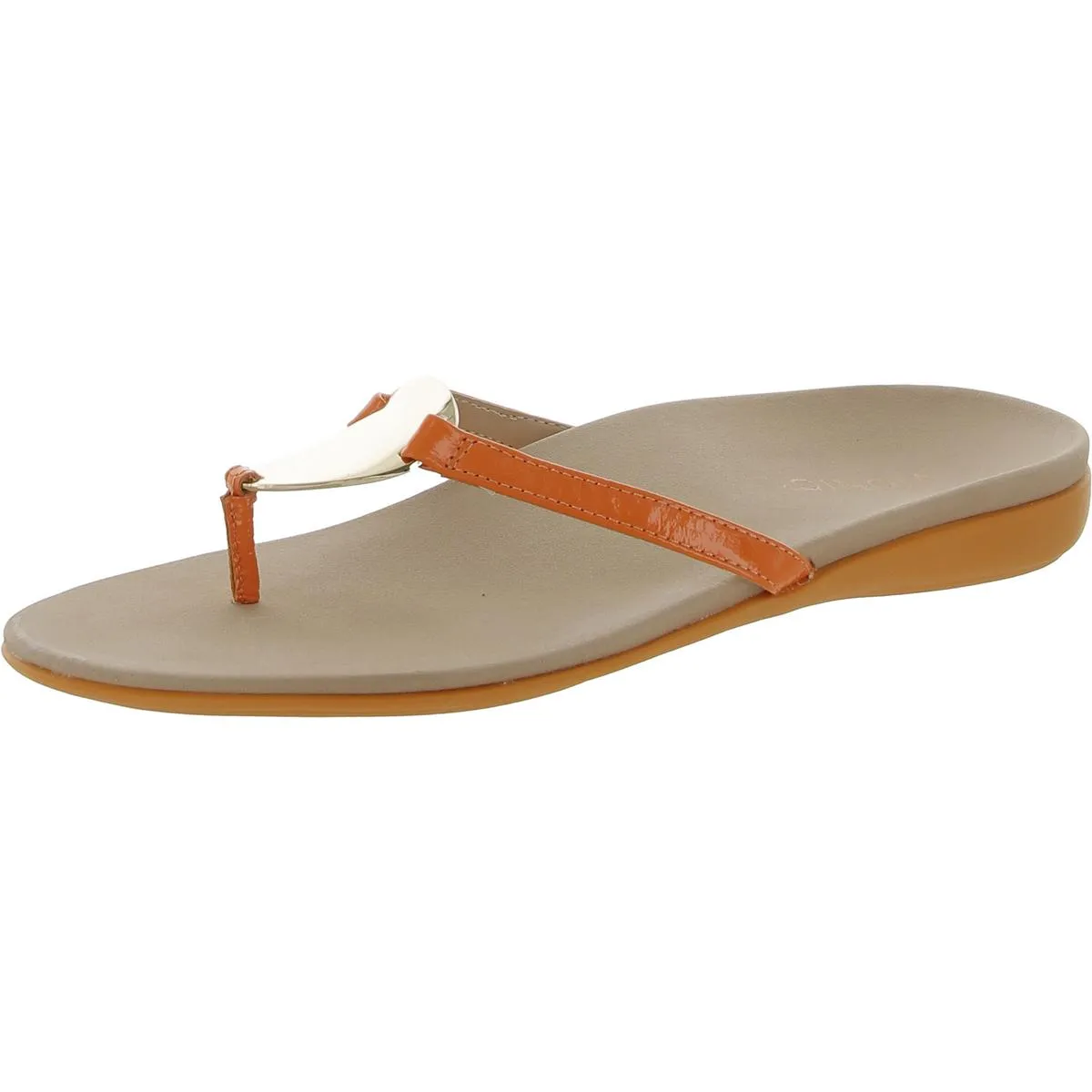 Raysa Womens Patent Leather Thong Flip-Flops