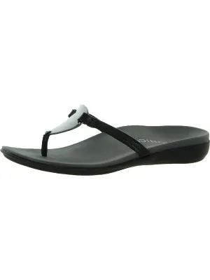 Raysa Womens Patent Leather Thong Flip-Flops
