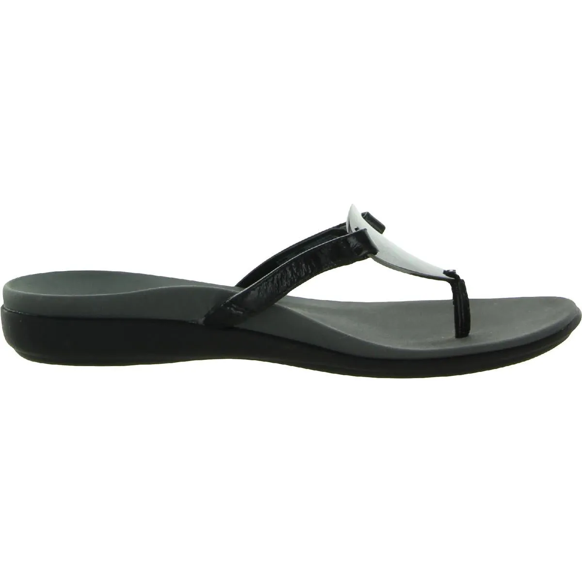 Raysa Womens Patent Leather Thong Flip-Flops