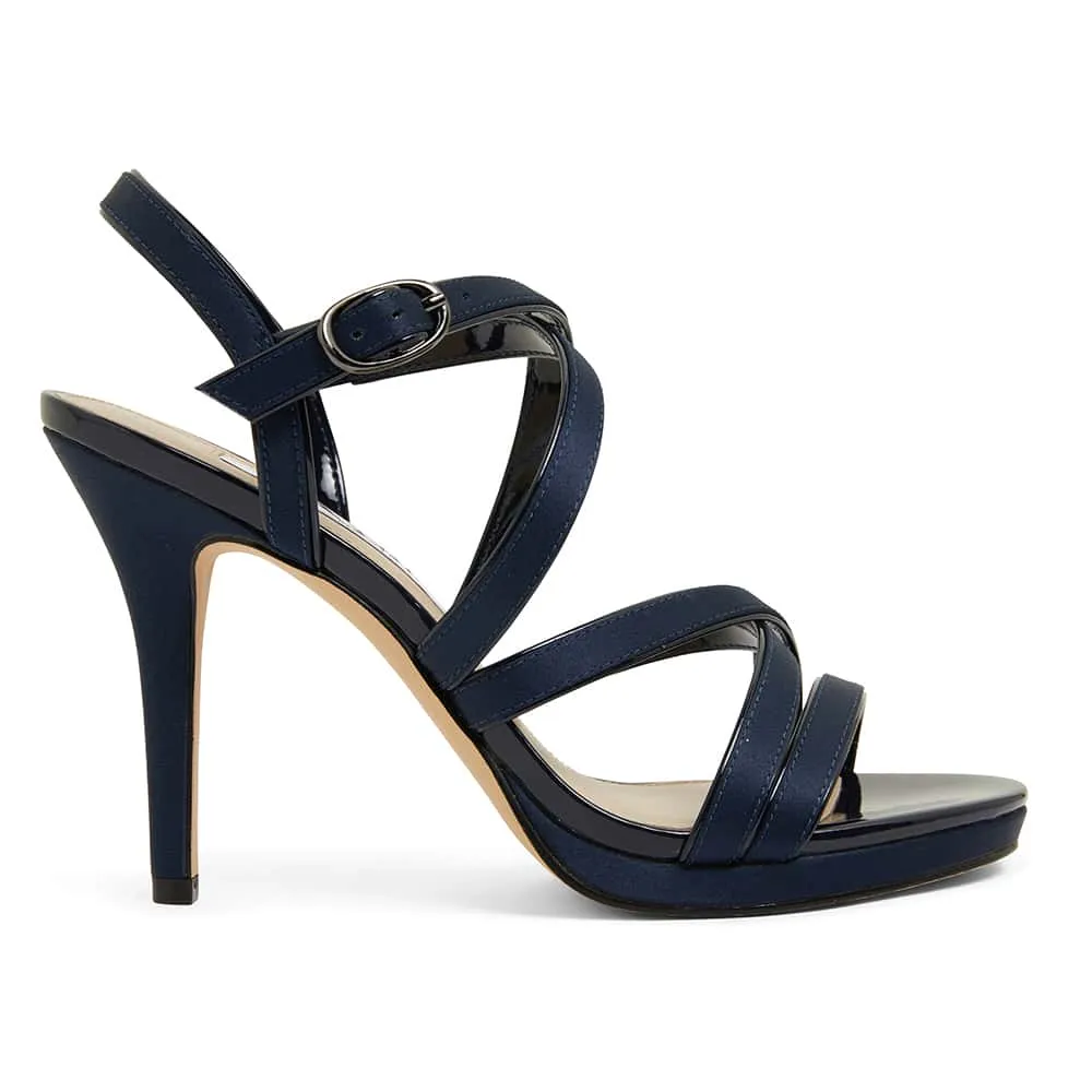 Reatha Heel in Navy Satin