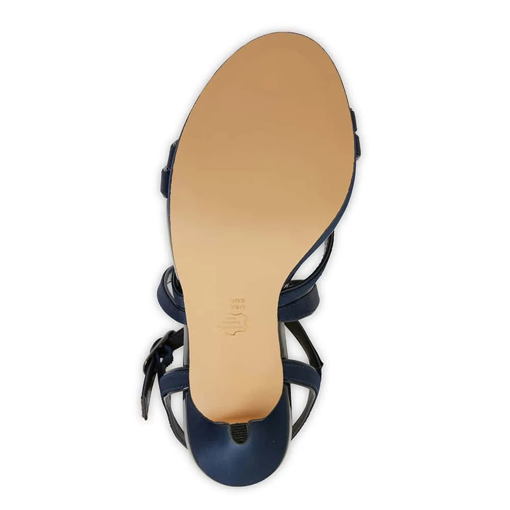 Reatha Heel in Navy Satin