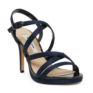 Reatha Heel in Navy Satin