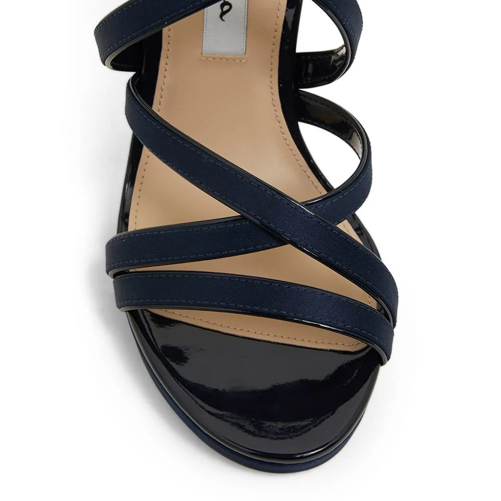 Reatha Heel in Navy Satin