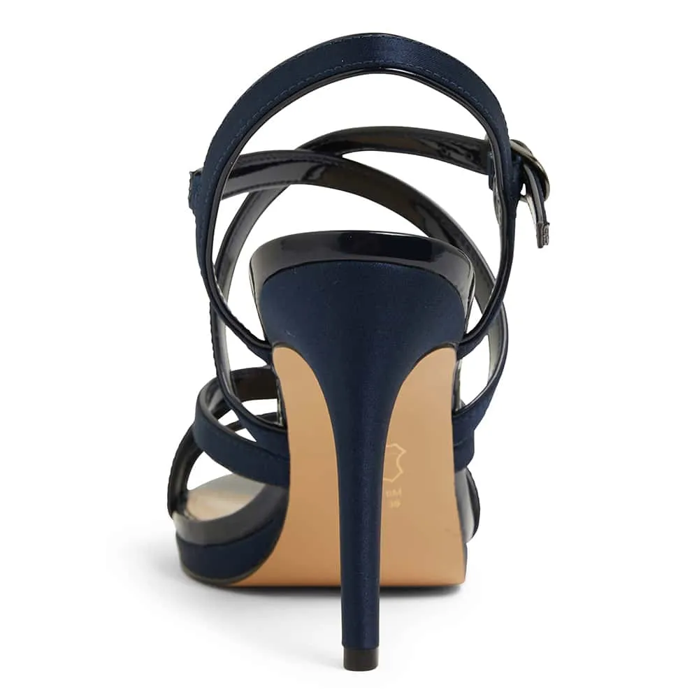 Reatha Heel in Navy Satin