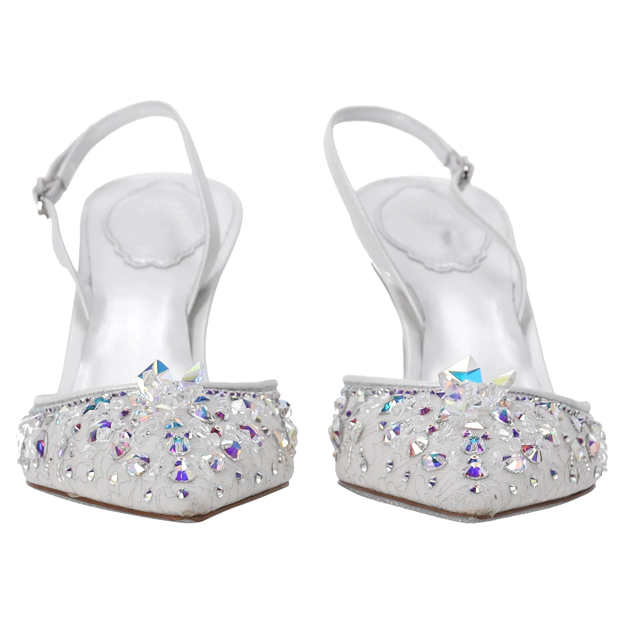 Ren Caovilla Cinderella Slingback Pumps in White Polyester