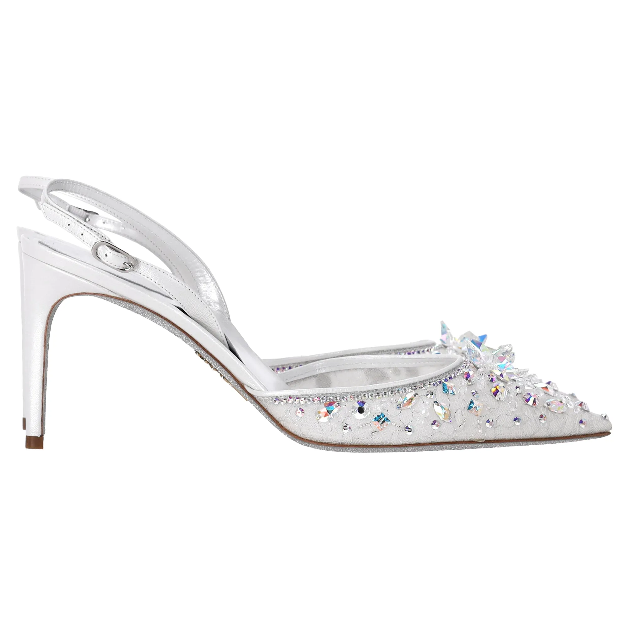 Ren Caovilla Cinderella Slingback Pumps in White Polyester