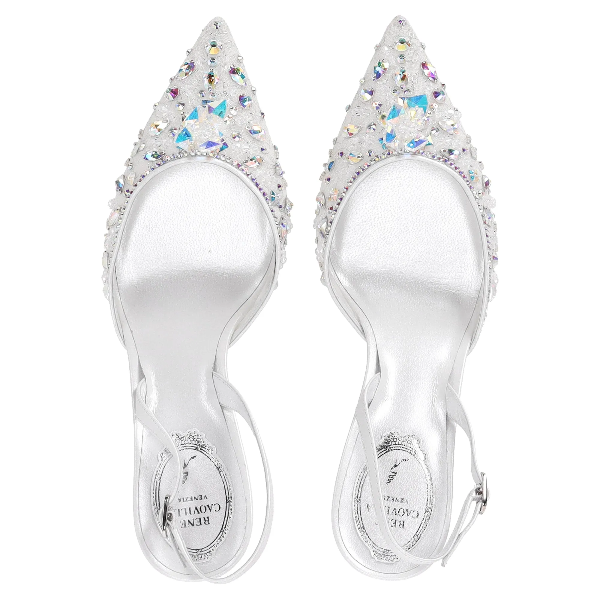 Ren Caovilla Cinderella Slingback Pumps in White Polyester