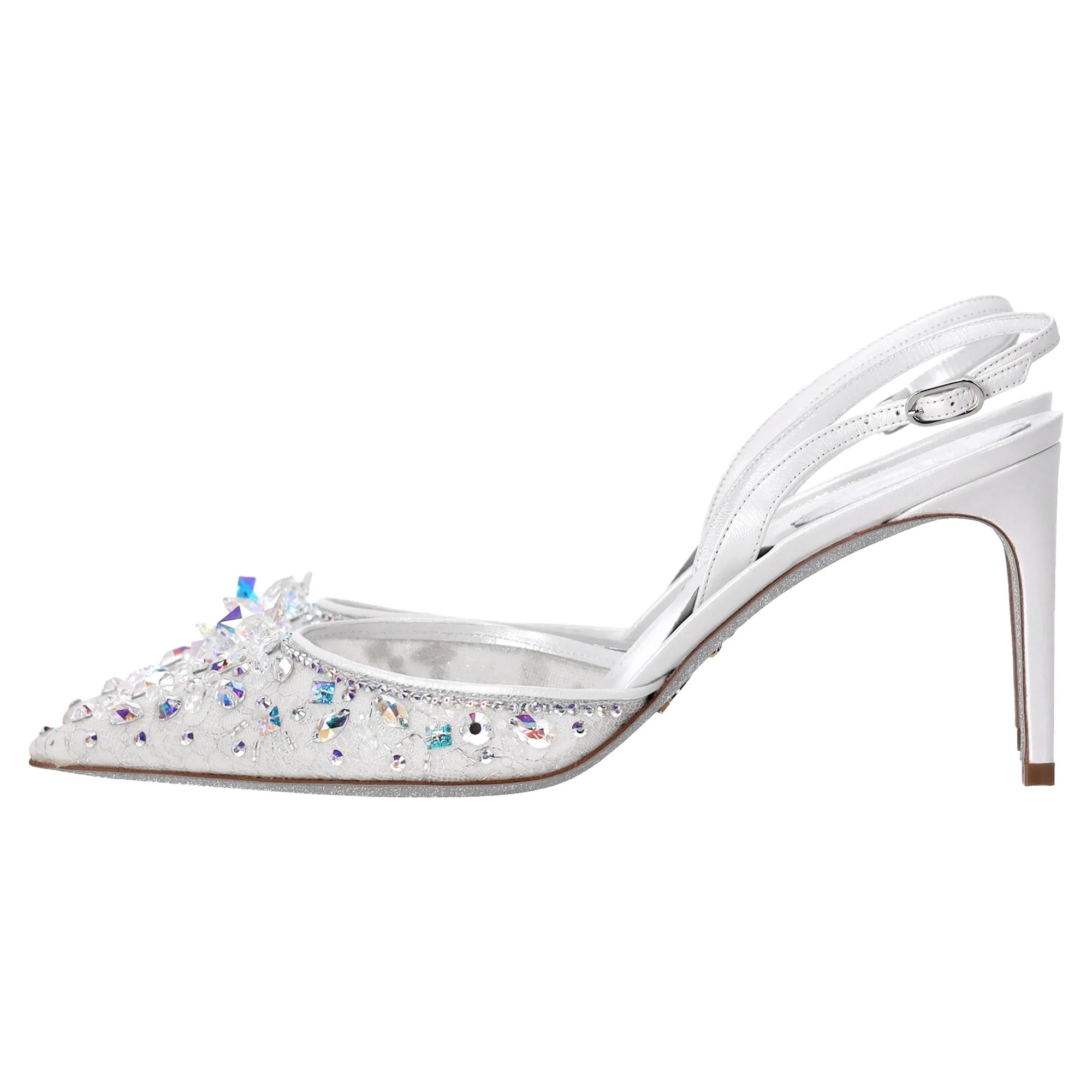 Ren Caovilla Cinderella Slingback Pumps in White Polyester